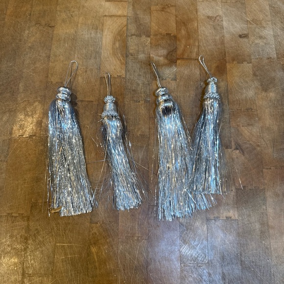 Vintage Other - Vintage Silver Tassel Ornaments set of 4 Christmas Tree Decor Holiday